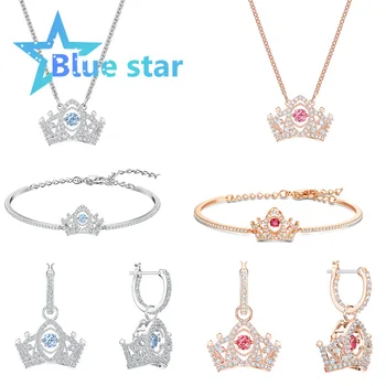 

Swarovskis original 1:1 crown necklace and crown bracelet and crown earrings fashionable crown jewelry set ladies jewelry