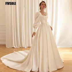 Fivsole Simple High Quality Boho Wedding Dress Long Floor Length Zipper Back Princess Bridal Bride Gowns Long Formal Dresses