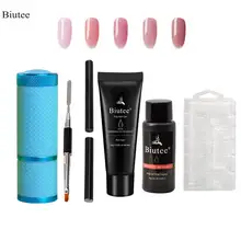 Biutee поливинилхлоридные Гелевые наборы для ногтей, 100 шт., удлиняющие наклейки для дизайна ногтей, французский розовый цвет, Кристальный УФ-лак для ногтей, ломтик, кисть для ногтей