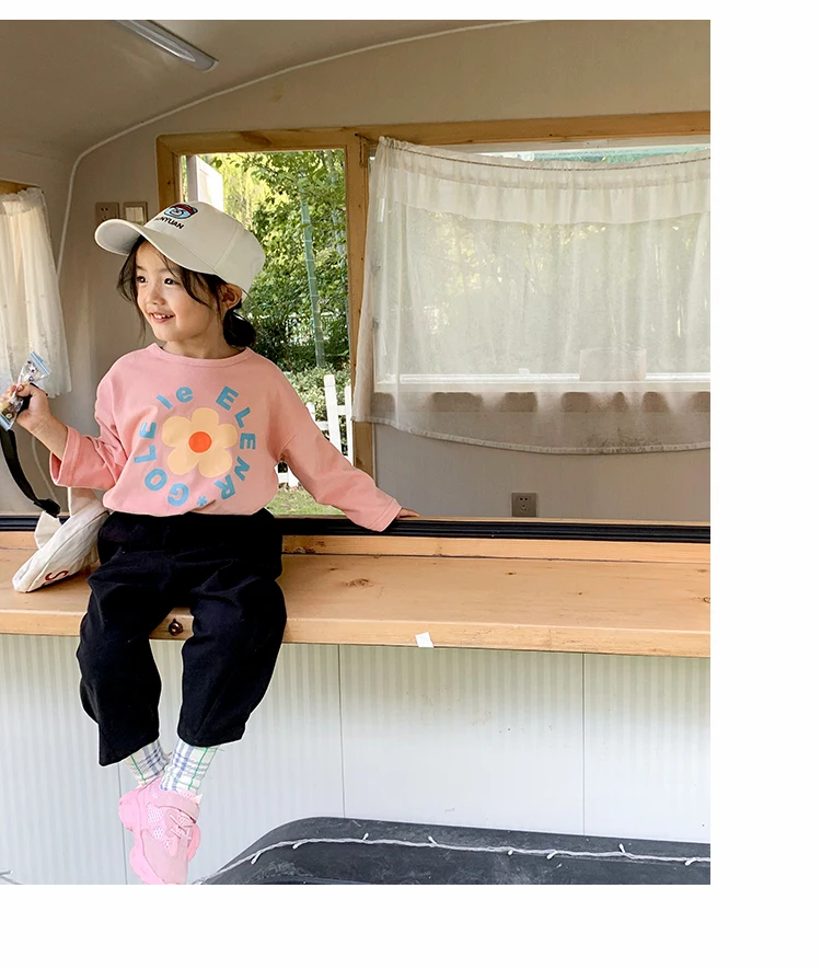 Spring Clothing 2020 New Korean Children's Clothes Girls' Loose & Comfortable Long Sleeve Blouse With Flower