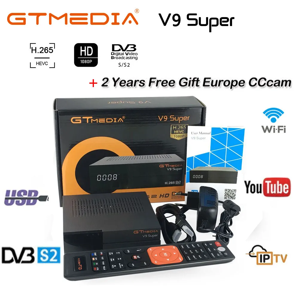 GTMEDIA V9 супер DVB-S2 Freesat спутниковый ТВ приемник FTA декодер с 1 год cccam 5 нажатий поддержка бисс ключ Newcam Youtube IP tv