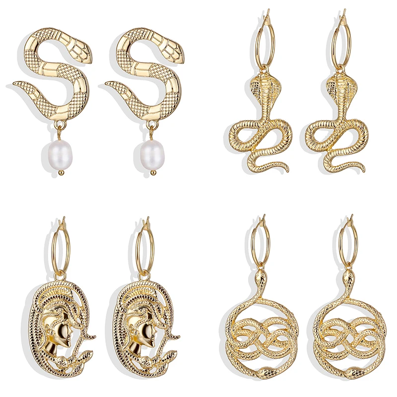 

Korean Dangle Earrings Vintage Design Geometric Snake Drop Earring Fashion for Women Hip Hop Cobra Punk Earrings jewelry
