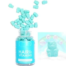 Сахар волос витамины вегетарианские клейкие биотин витамин D, B-12, сахар медведь волос 60 штук веганские Gummies 60 ct 1 месяц поставки