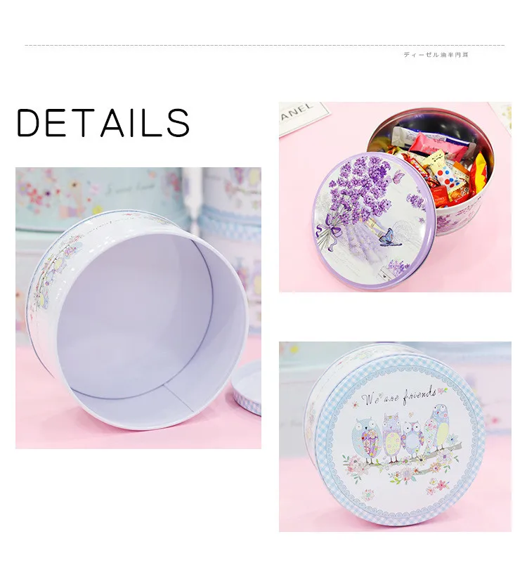 3 Pcs/Set Metal Box Lavender Cookies Chocoleta Candy Packaging Home Storage Decor Drawer Organizer Gift Box