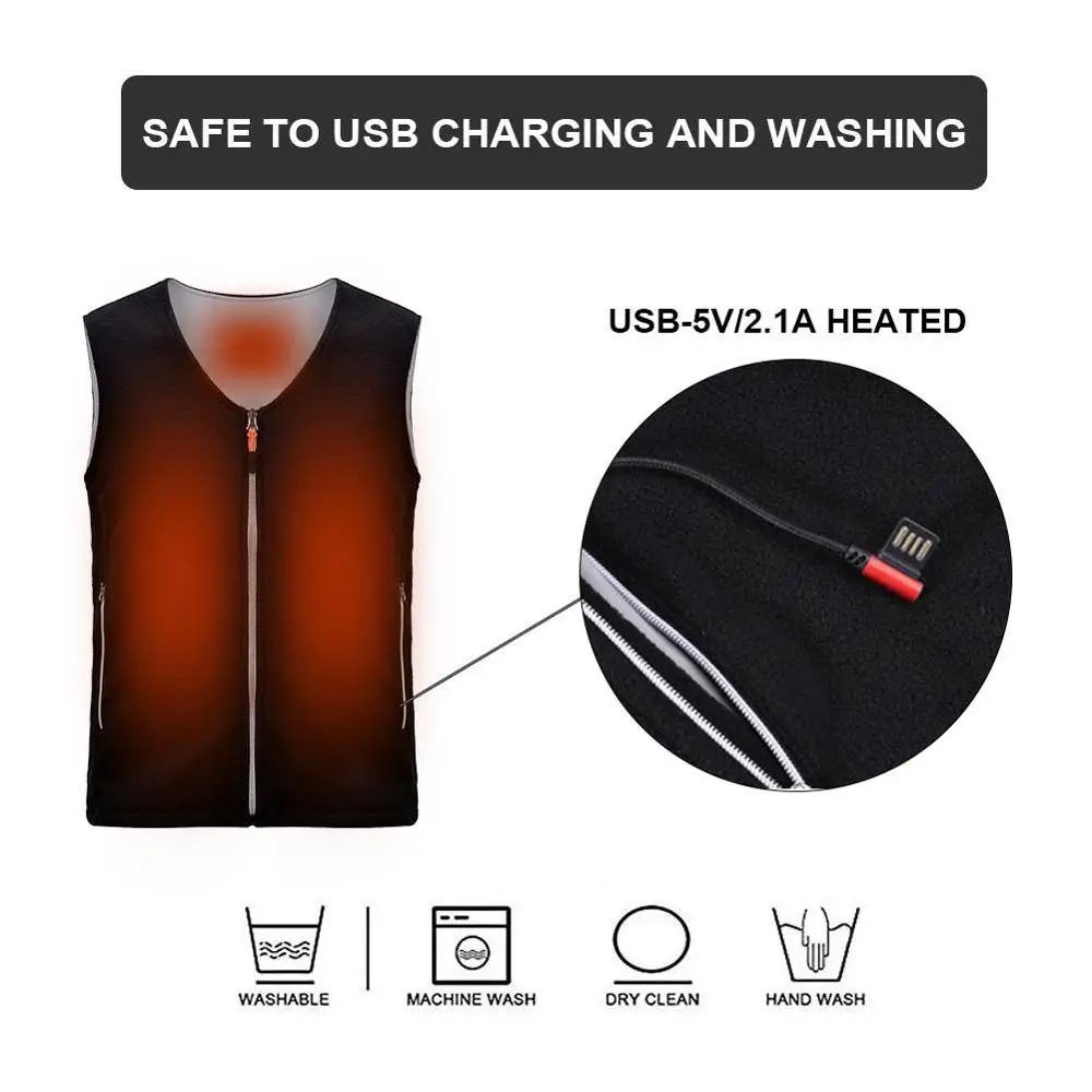  Chaleco de invierno con calefacción por infrarrojos y Usb para exteriores para hombre con batería e