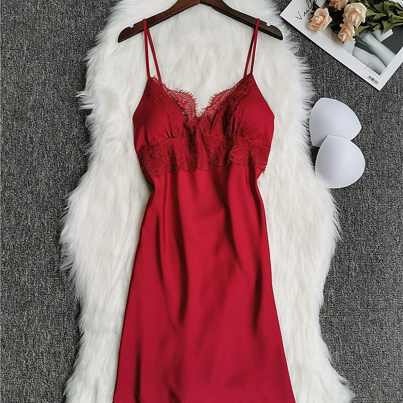 Женская ночная рубашка Kleid с подтяжками на груди, сексуальная одежда для сна, женская летняя соблазнительная ночная рубашка с кружевным краем и открытой спиной
