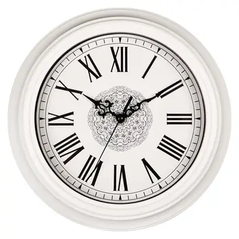 

12-Inch Silent Non-Ticking Round Wall Clocks, Decorative Vintage Style Roman Numeral Clock Home Kitchen/Living Room/ Bedroom (Wh