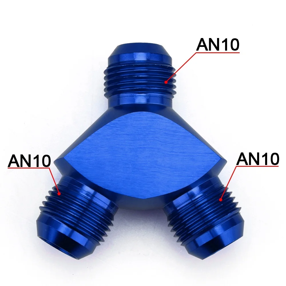 Алюминиевый Y блок Adapte AN6 AN8 AN10 r фитинги адаптер Черный Y Тип нефтяной трубы соединение - Цвет: AN10 BLUE