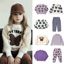 Wynken/комплект детской одежды; Новинка года; сезон осень-зима; платья для мальчиков и девочек; футболки; толстовки с цветочным принтом; штаны для малышей; модная верхняя одежда