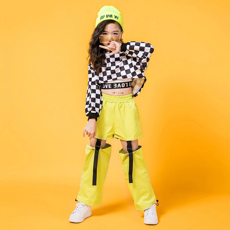 Cena Dzieci Hip Hop taniec ubrania dla dziewczynek kostiumy do tańca jazzowego z długim rękawem dzieci odzież do tańca ulicznego stroje sceniczne DQS2560