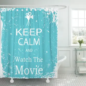 

Camera Keep Calm and Watch The Movie Carry Shower Curtain Waterproof Polyester Fabric 72 x 72 Inches Set with Hooks