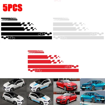 

5pcs Car stickers Black Car Racing Body Side Geometry Skirt Roof Hood Decal Sticker universal strip sticker car accessories