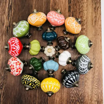 1PC Colorful Round and Pumpkin Furniture Handle Kitchen Cupboard Pulls Hardware Cabinet Handles Solid American Style Drawer Knob