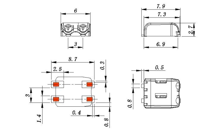 lâmpada, terminal de superfície, pcb 2058