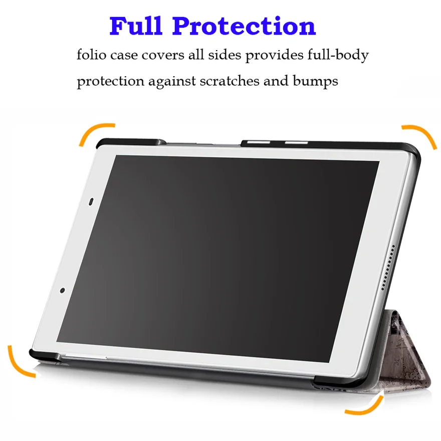 PU Leather Cover for Lenovo Tab4 Tab 4 8 8504 TB-8504x 8504F 8504N 8inch Tablet Flip Magnet Smart Case Funda+Film+Pen