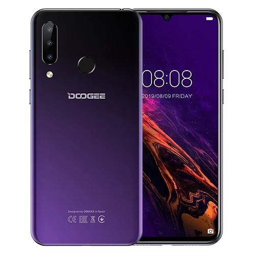 Purple DOOGEE N20 мобильный телефон, отпечаток пальца, 6,3 дюймов, FHD+ дисплей, 16 МП, тройная задняя камера, 64 ГБ, 4 Гб, MT6763, четыре ядра, 4350 мАч, мобильный телефон LTE - Цвет: Purple