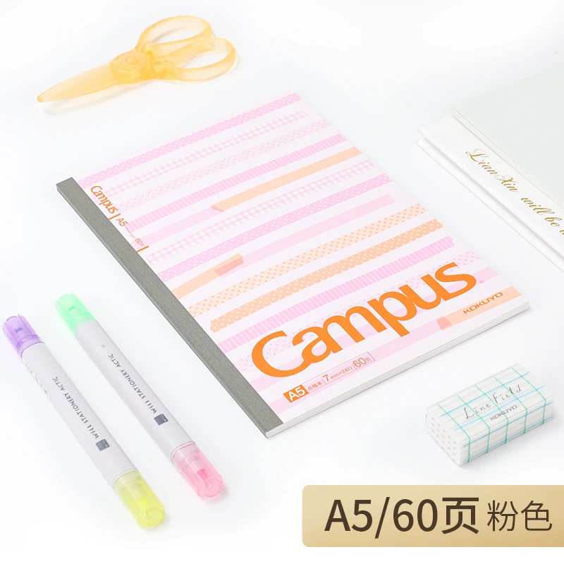 KOKUYO Campus серия наклеек, блокнот в горошек, не легко раскидывается, цветная обложка, портативная практичная Студенческая офисная техника - Цвет: A5 Pink 60 Sheets