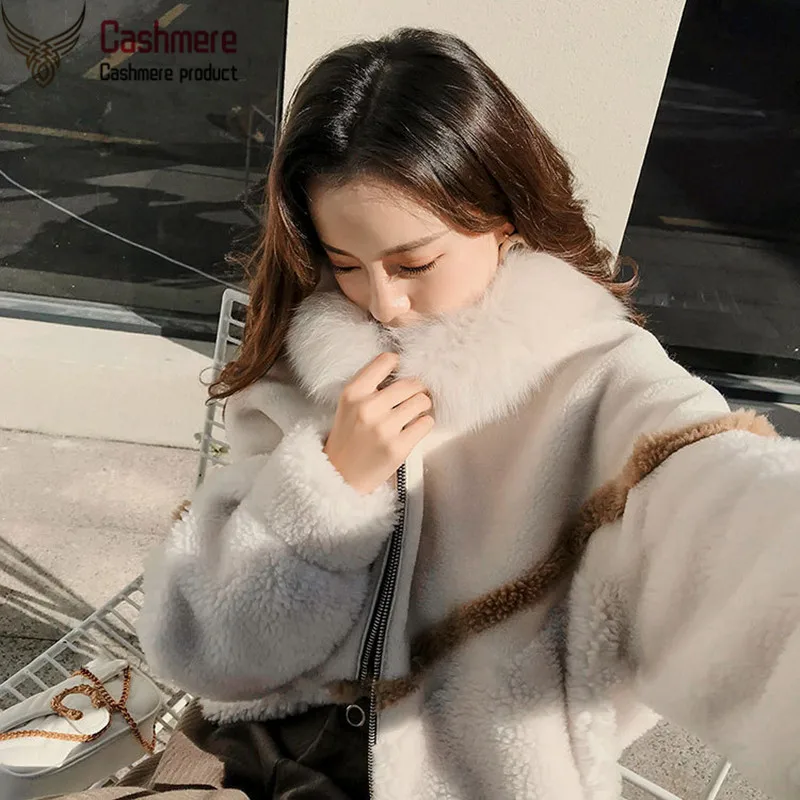 

Winter Women's Coat Fur Coat Particle Lamb Fur Coat Women Korean Wool Coat Women Fox Fur Collar Thicken Coat Women Short Jacket