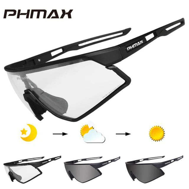 US $16.37 PHMAX Photochromic Cycling Glasses UV400 Outdoor Sports Sunglasses Anti Glare Lightweight Bike Cycl