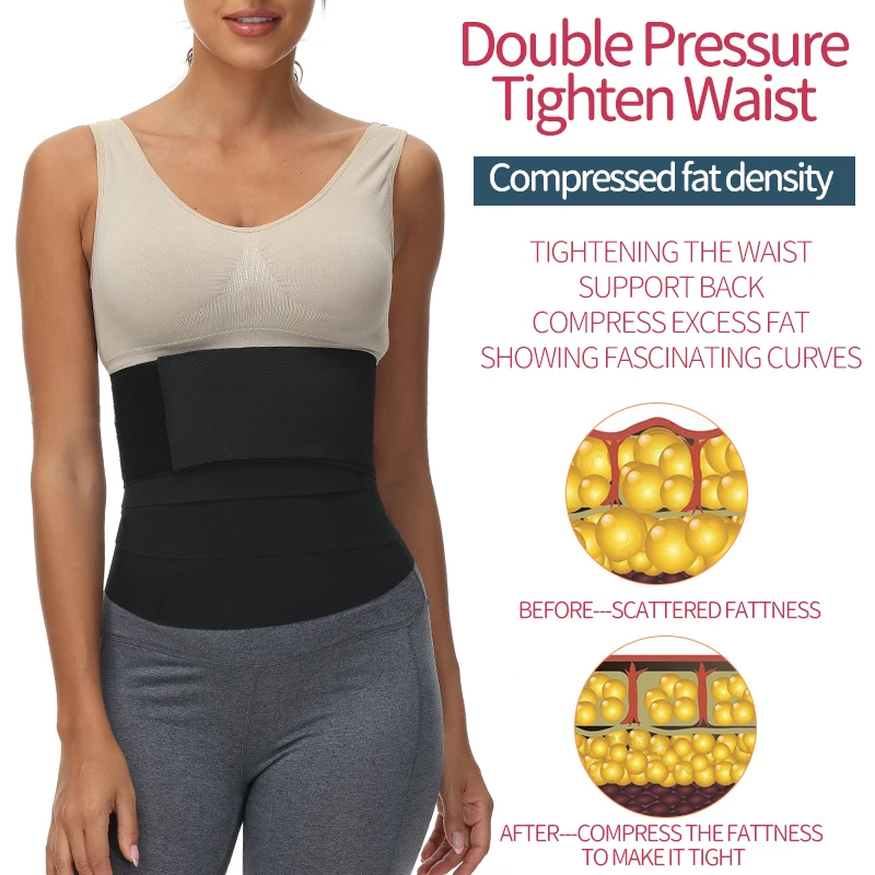 Premium Bandage Waist Trainer Band Tummy Control Adjustable Waist Trimmer Lumbar Support Plus Size Wrap Corset Sauna Belt Strap full body shaper