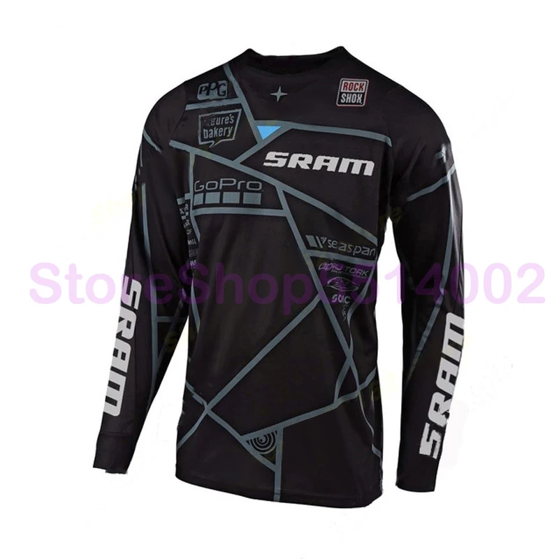 

NEW 2019 Quick dry Sram Moto Jersey MX bike Bike Motocross Jersey BMX DH MTB T Shirt Clothes Long Sleeve MTB Breathable Shirt