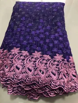 

Newest African Tulle Lace Fabrics With Stones Embroidery Net Lace African French Lace High Quality With stone Dark Purple FYI819