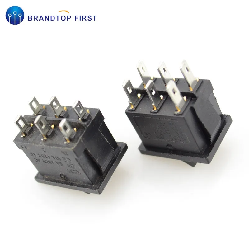 AC 6A/250V 10A/125V 6 Pin 21*15mm 2 положения 3 лодки кулисный переключатель на выключение KCD1
