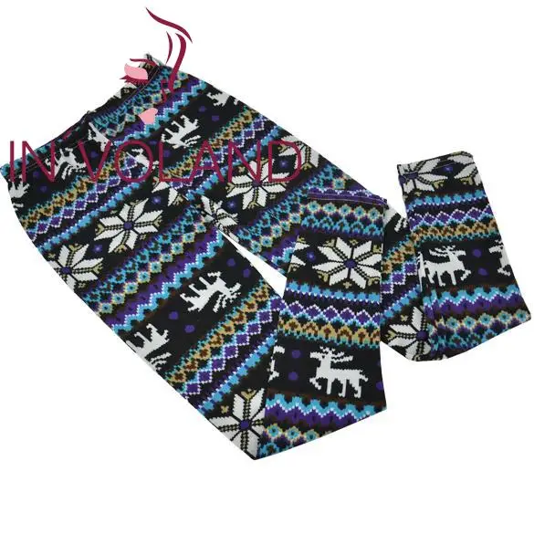 Женская новая мода Снежинка Олень трикотажные теплые леггинсы брюки 17