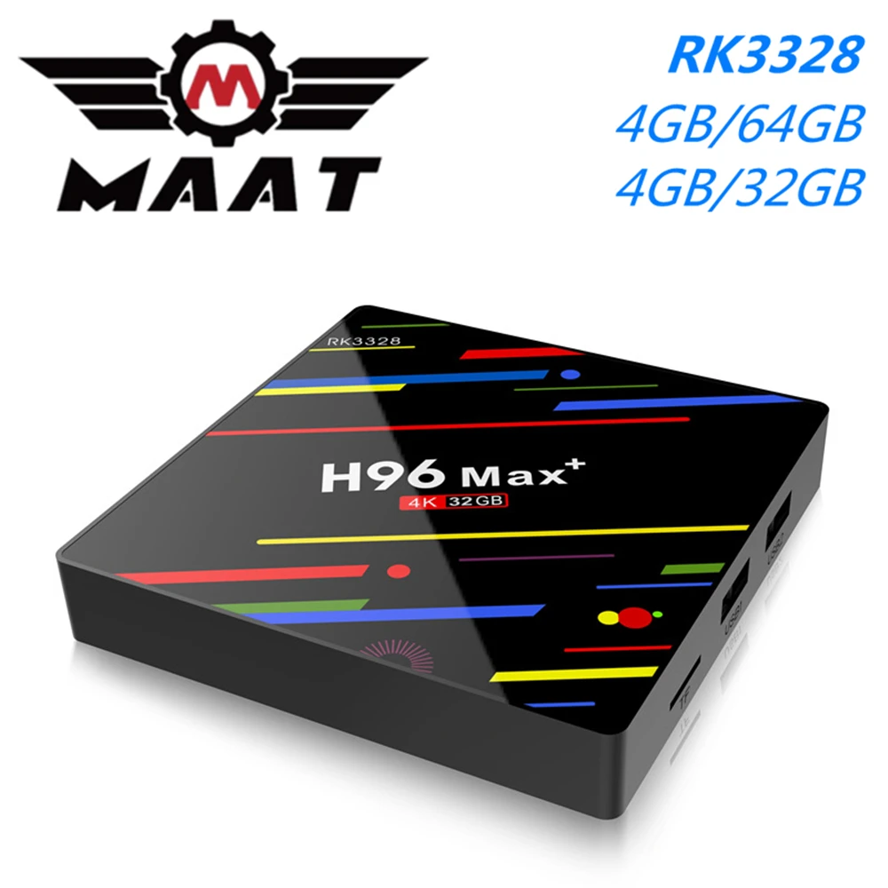 Смарт ТВ приставка MAAT Android 9 0 RK3328 4 Гб Ram 32 64 H96 Max Plus четырехъядерный USB 3 2 4G Wifi H.265