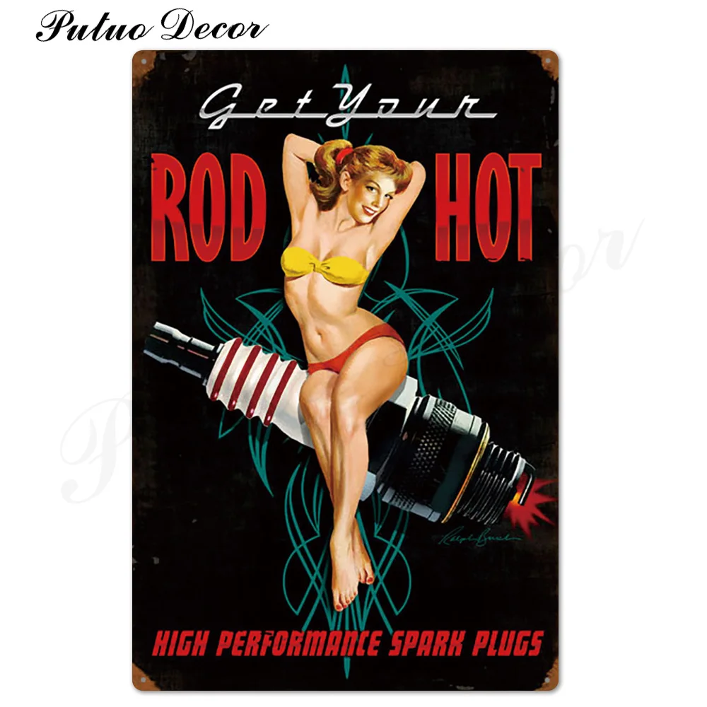 Pin Up Girl Оловянная табличка металлическая винтажная Сексуальная металлическая вывеска Настенный декор для бара паба клуба человек пещера значки в стиле ретро металлическая живопись - Цвет: TH2026