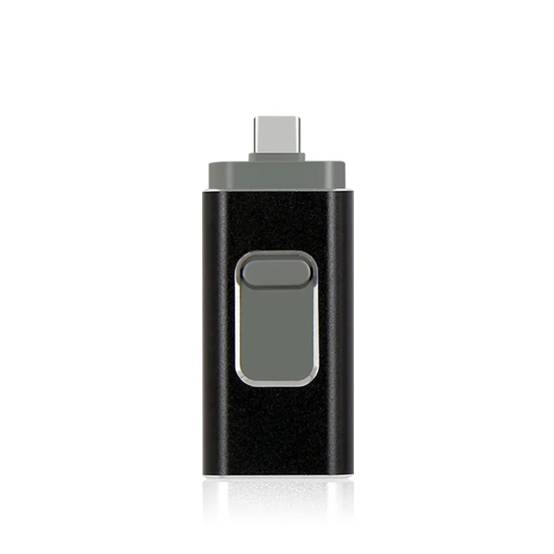 Флеш-накопитель для iPhone 4 в 1, флеш-накопитель, HD карта памяти, мобильный микро USB флеш-накопитель, 16 ГБ, 32 ГБ, 64 ГБ, 128 ГБ, 256 ГБ - Цвет: BLACK
