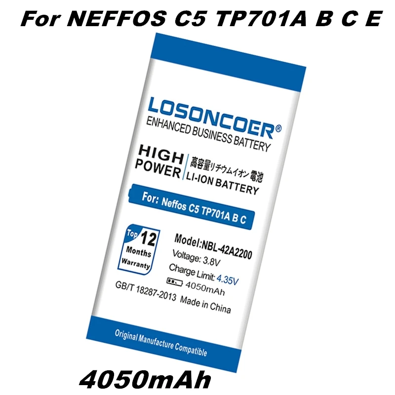 Сменный аккумулятор LOSONCOER для neffos C5 TP701A B C E 4050 мАч 3 8 В мобильный телефон |
