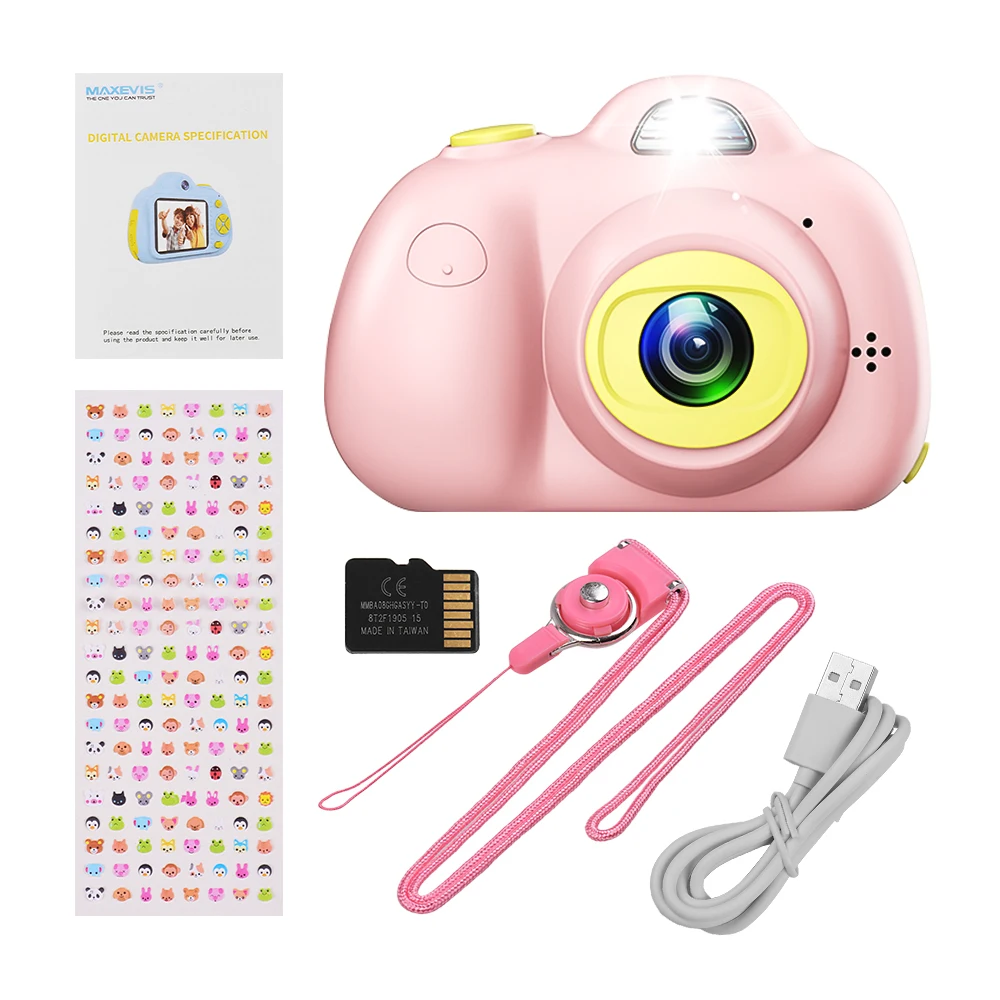 Pink Детские Камера игрушки 2 дюймов цифровой игрушечная мини-камера Многофункциональный мультфильм милый фото игрушки для детей, подарок на Рождество и день рождения - Цвет: Pink