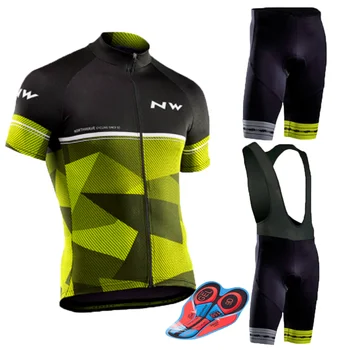 

NW 2020 New Cycling Jersey Short Sleeve Summer Breathable bib shorts Bicycle Clothes Quick Dry Roupa Ciclismo Maillot 9D Gel Pad