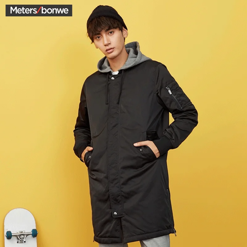 Metersbonwe, Длинная Верхняя одежда для мужчин, зимний Тренч, модный тренд, Повседневная утолщенная теплая хлопковая стеганая одежда, тонкие пальто