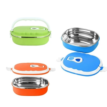

Stainless Steel 900ml Lunch Box Insulated Thermal 2-layer Snack Food Storage Box For Kids Women Men
