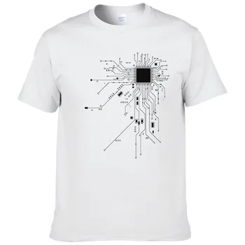 

ZHIJING Computer CPU Computer Chip Creative Fun Summer Casual Pure Cotton Short-sleeved Men s T-shirt
