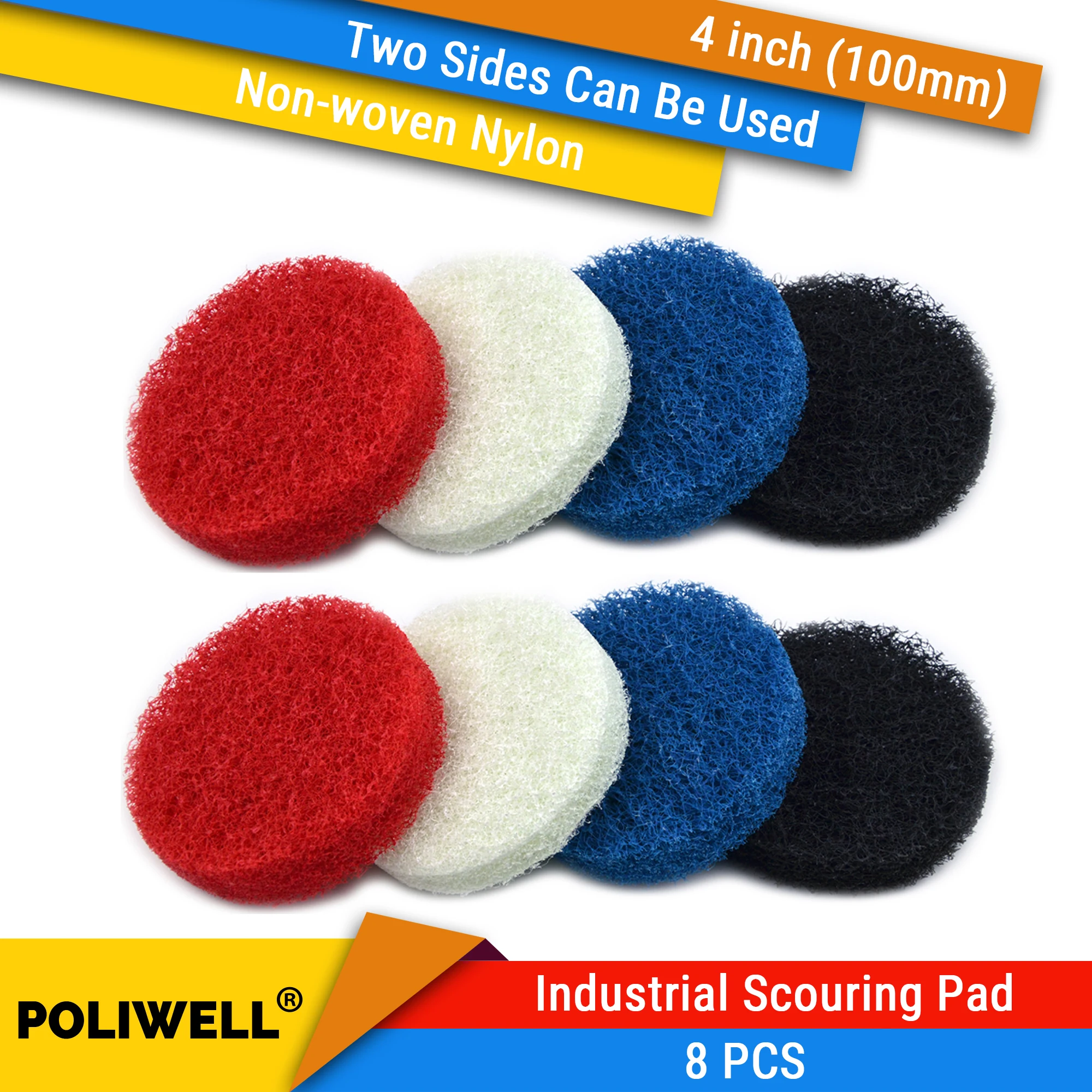 8 PCS Nonwoven Nylon Power Scrub Pads NonScratch Industrial Scouring