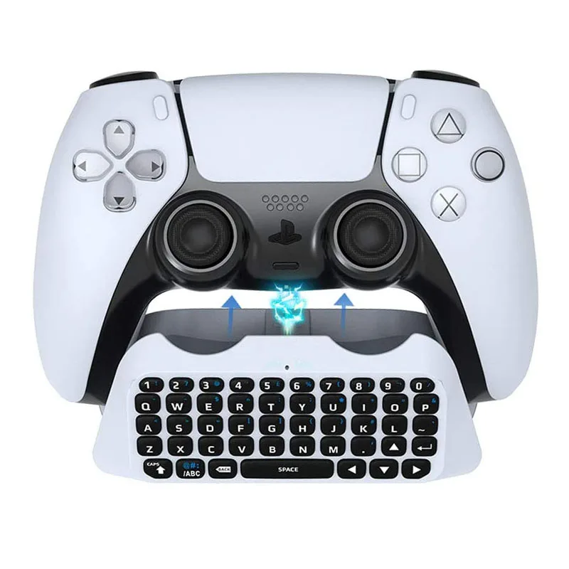 PS5 컨트롤러용 미니 무선 블루투스 키보드, 인체 공학적 QWERTY 키보드 및 음성 채팅 보드, 플레이스테이션 5 스마트폰용