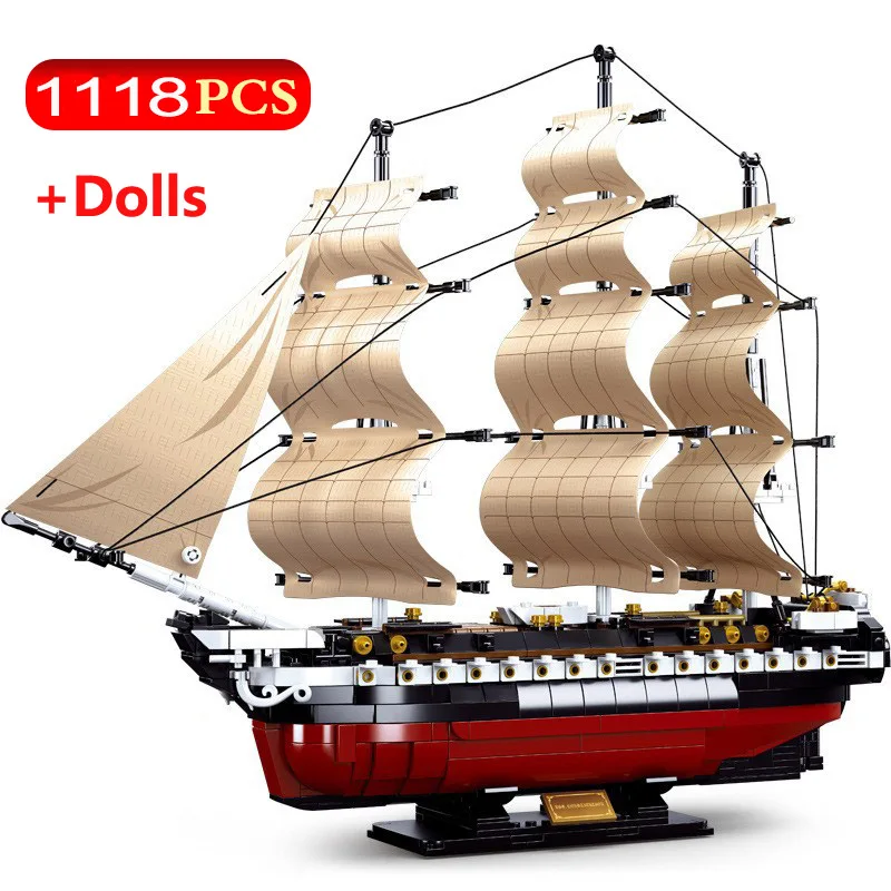 

New 1118Pcs Ship Building Block City Technic Model Boat Creative DIY Assemble Brick Classical Toys For Children Xmas Gift