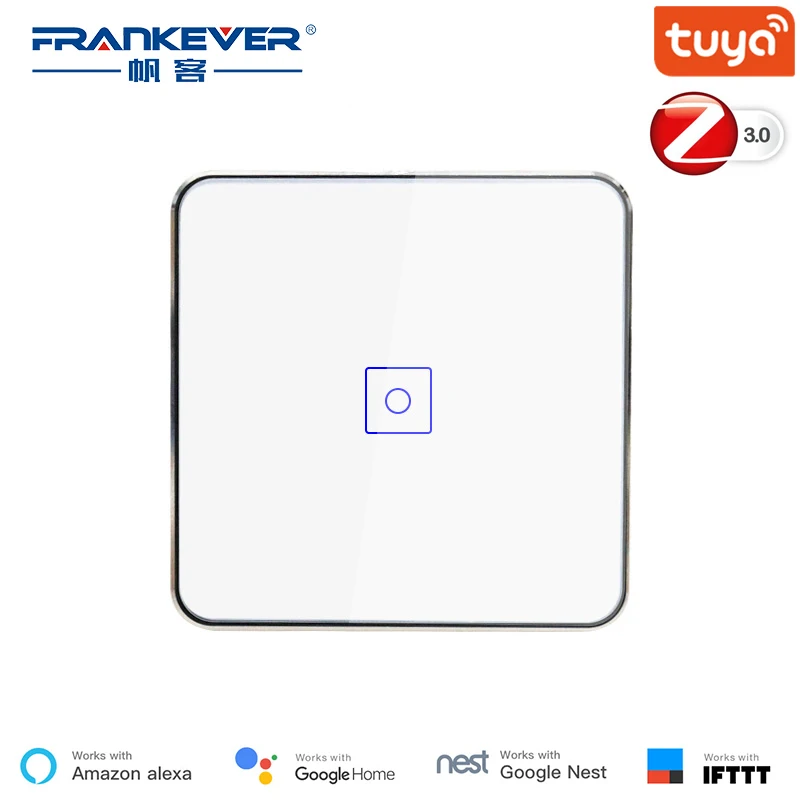 FrankEver Tuya Smart Zigbee Dimmer Switch EU 1 2 3 Gang Wireless Remote Control Wall Touch Panel Light Switch Work with Alexa