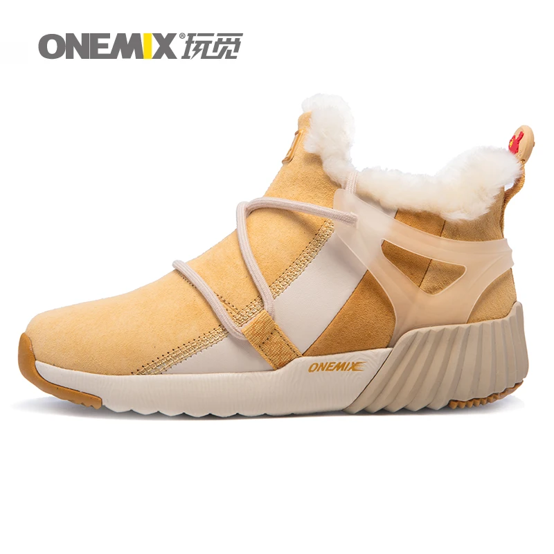 ONEMIX/женские зимние ботинки; мужские теплые кроссовки; удобные кроссовки из синтетического меха; коричневые ветрозащитные кроссовки