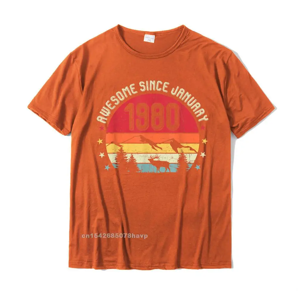 Normal T Shirt Hip hop Short Sleeve Classic O-Neck Cotton Tops Shirt Casual T-Shirt for Men Summer Fall Wholesale Awesome Since January 1980 Birthday Shirt Vintage Shirt T-Shirt__1595. orange