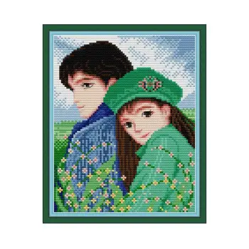 

Lean on Your Shoulder Cross Stitch Patterns Printed on Canvas 14ct Embroidery Kits 11ct Counted Fabric DMC DIY Needlework Crafts