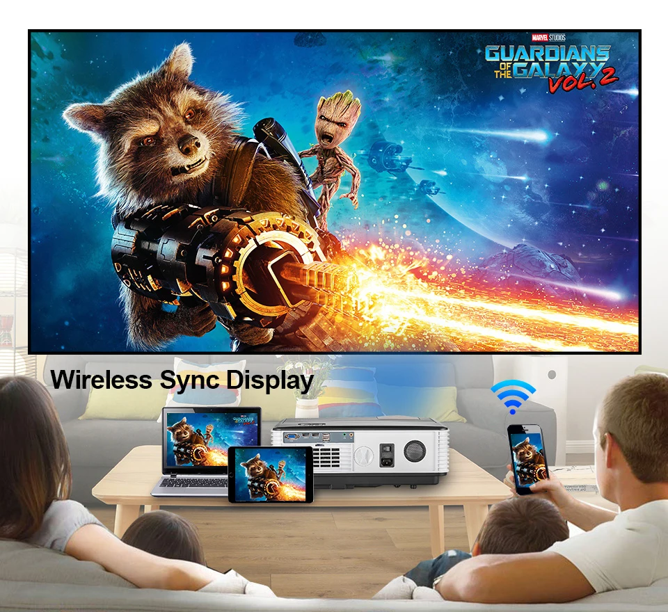 Светодиодный смарт проектор A8 Android Wi Fi домашний кинотеатр Bluetooth Miracast Airplay Full HD