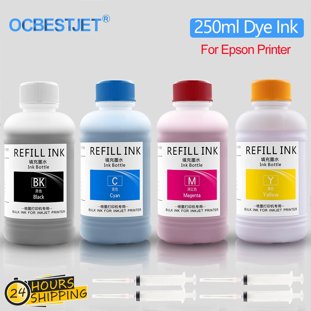 4x250ml Refill Dye Ink For Epson L210 