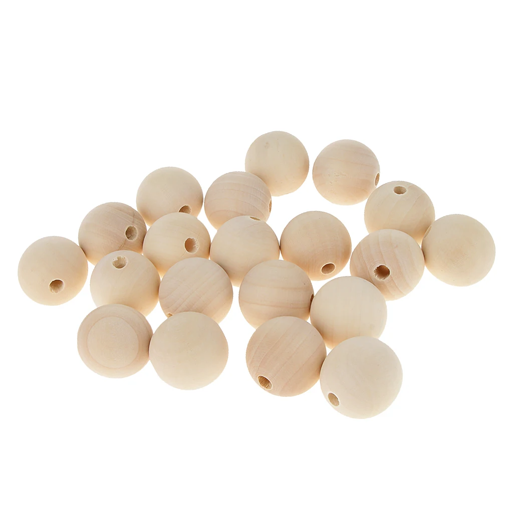 20pcs Unpainted Smooth Round Beads 35mm Large Spacer DIY Art Project Craft