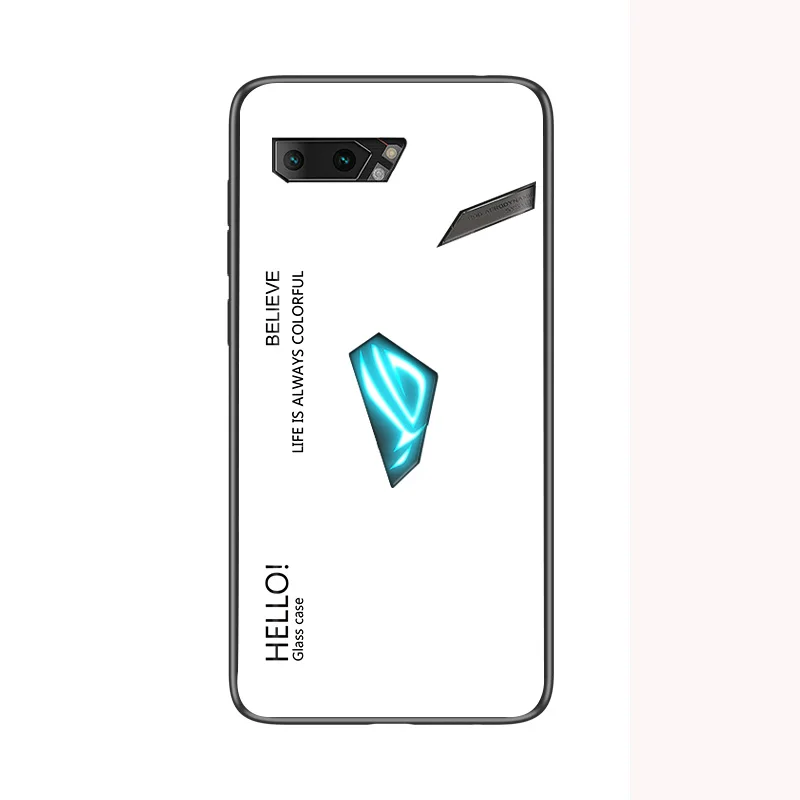Модный градиентный стеклянный чехол для телефона Asus Rog Phone II 2, полный защитный бампер для Asus ZS660KL, задняя крышка для телефона 6,59" - Цвет: Белый