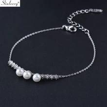 SINLEERY, Элегантный женский браслет с белым жемчугом, розовое золото, серебро, цвет, цепочка, инкрустация цирконием, Friednship, браслет, ювелирное изделие SL004 SSH