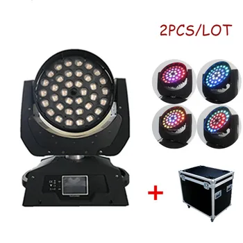 

2pcs/lot LED Zoom Moving Head Light 36x18w with Flycase RGBWA UV 6IN1 Lyre Wash Circle Color Change DMX512 Stage Disco Light